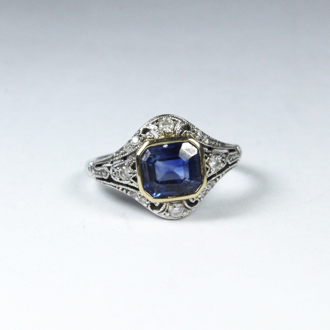 9ct White Gold 1.75ct Sapphire and Diamond Dress Ring