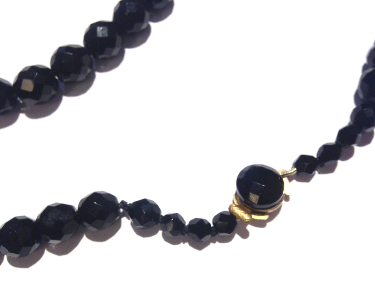 French Jet Crystal Faceted Bead Necklace with Clasp