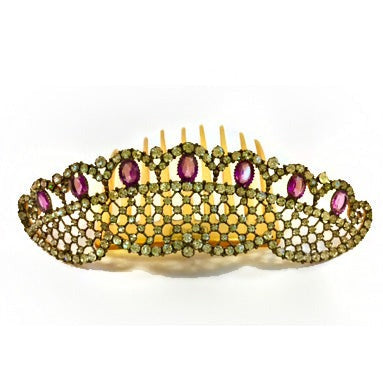 Antique Paste and Amethyst Tiara and Celluloid Crystal Hair Comb