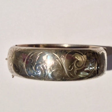Engraved Victorian Sterling Silver Cuff
