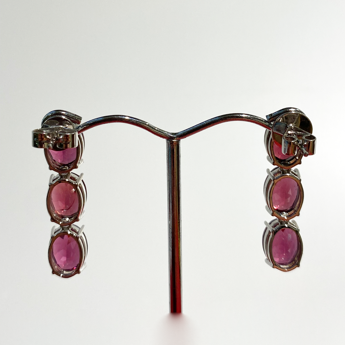 9ct White Gold 2.03ct Natural Garnet Drop Earrings