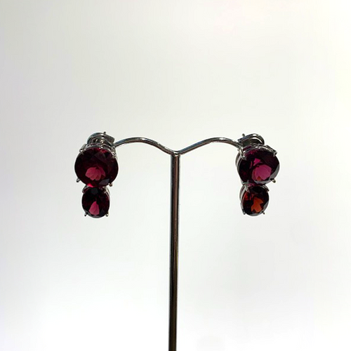 9ct White Gold 4.88ct Natural Garnet Stud Drop Earrings