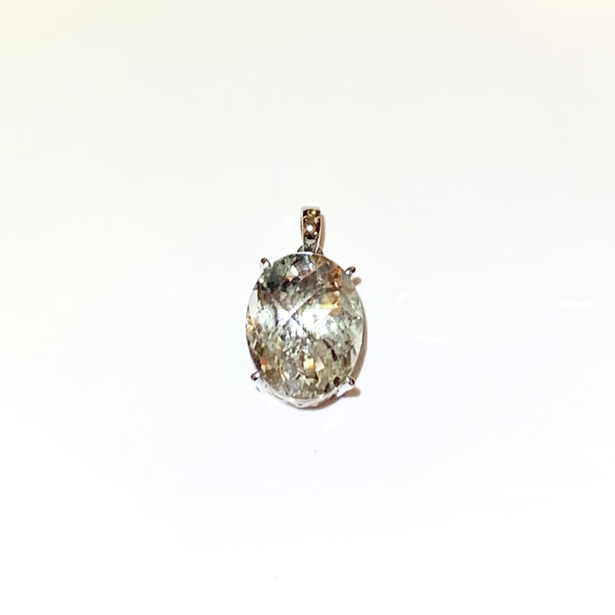 9ct White Gold 15.55ct Green Citrine Pendant