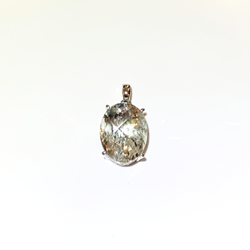 9ct White Gold 15.55ct Green Citrine Pendant