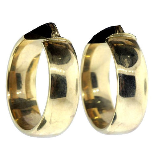 Vintage 9ct Yellow Gold Thick Hoop Earrings