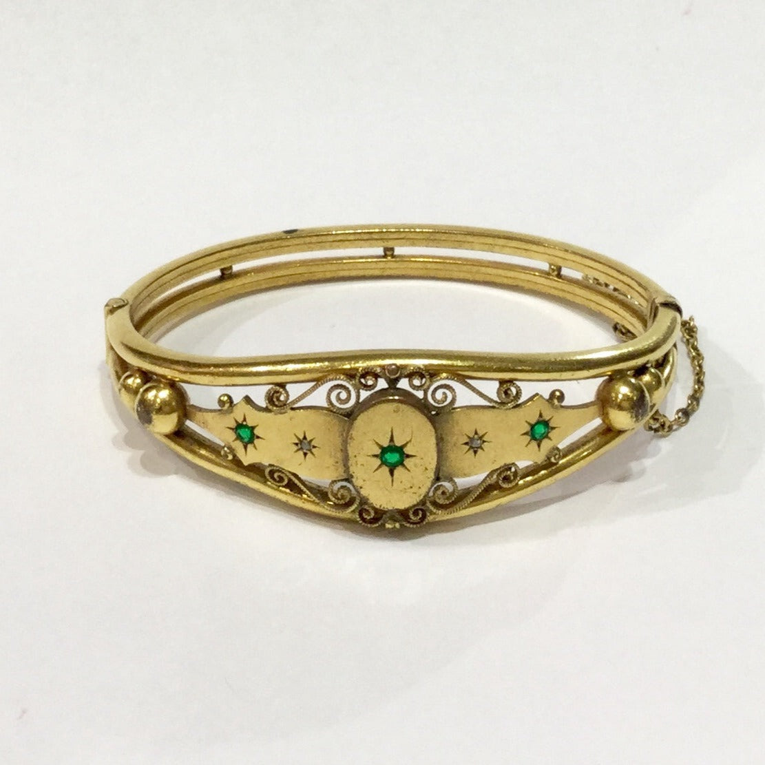Edwardian Gold-Plated Emerald Cuff