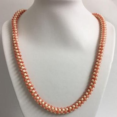 Vintage Angel Skin Coral Beaded Rope Necklace