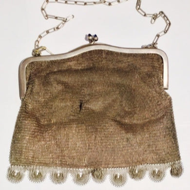 Vintage Sterling Silver Bag with Cabochon Sapphires
