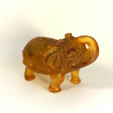 Hand-Carved Amber Elephant