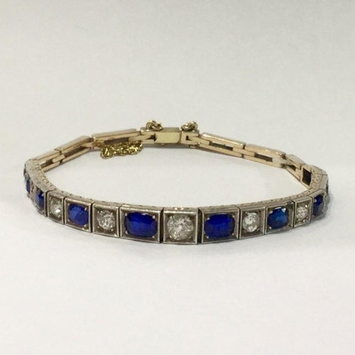 9ct White Gold Blue and White Sapphire Bracelet