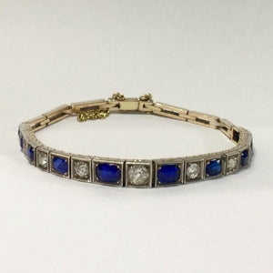 9ct White Gold Blue and White Sapphire Bracelet