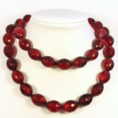 Faceted Resin Emulating Cherry Amber Necklace