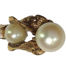 Vintage 9ct Yellow Gold Cultured Pearl Twin Ring