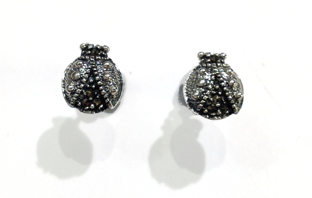 Sterling Silver Marcasite Ladybug Earrings