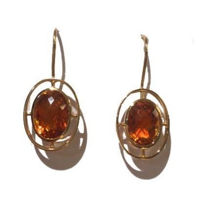 9ct Yellow Gold Citrine Drop Earrings