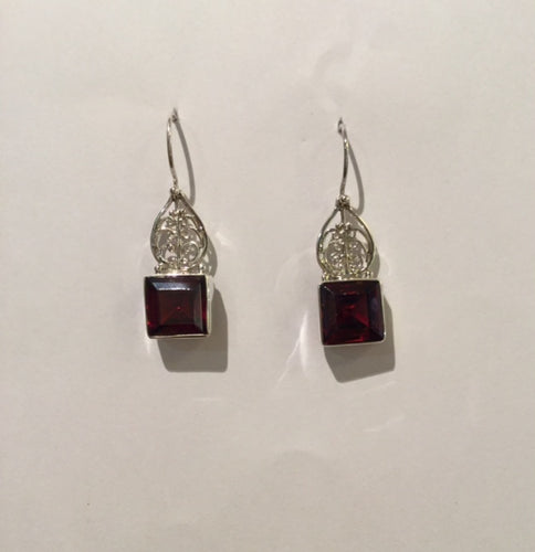 Sterling Silver Garnet Earrings