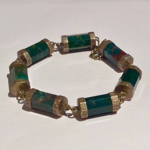 Silver Set Bloodstone Bracelet