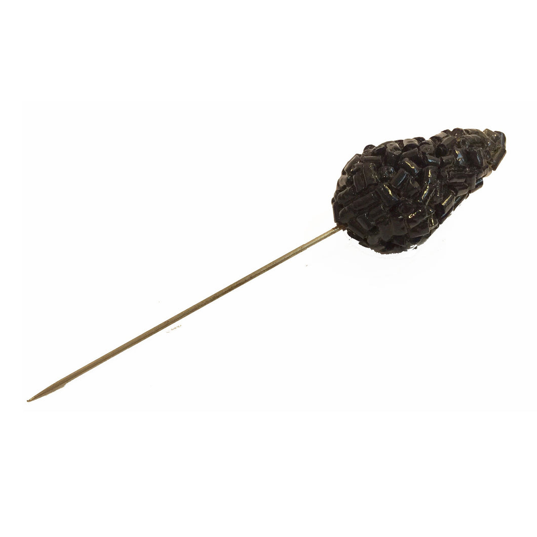 Vintage Black Bakelite Brass Hatpin