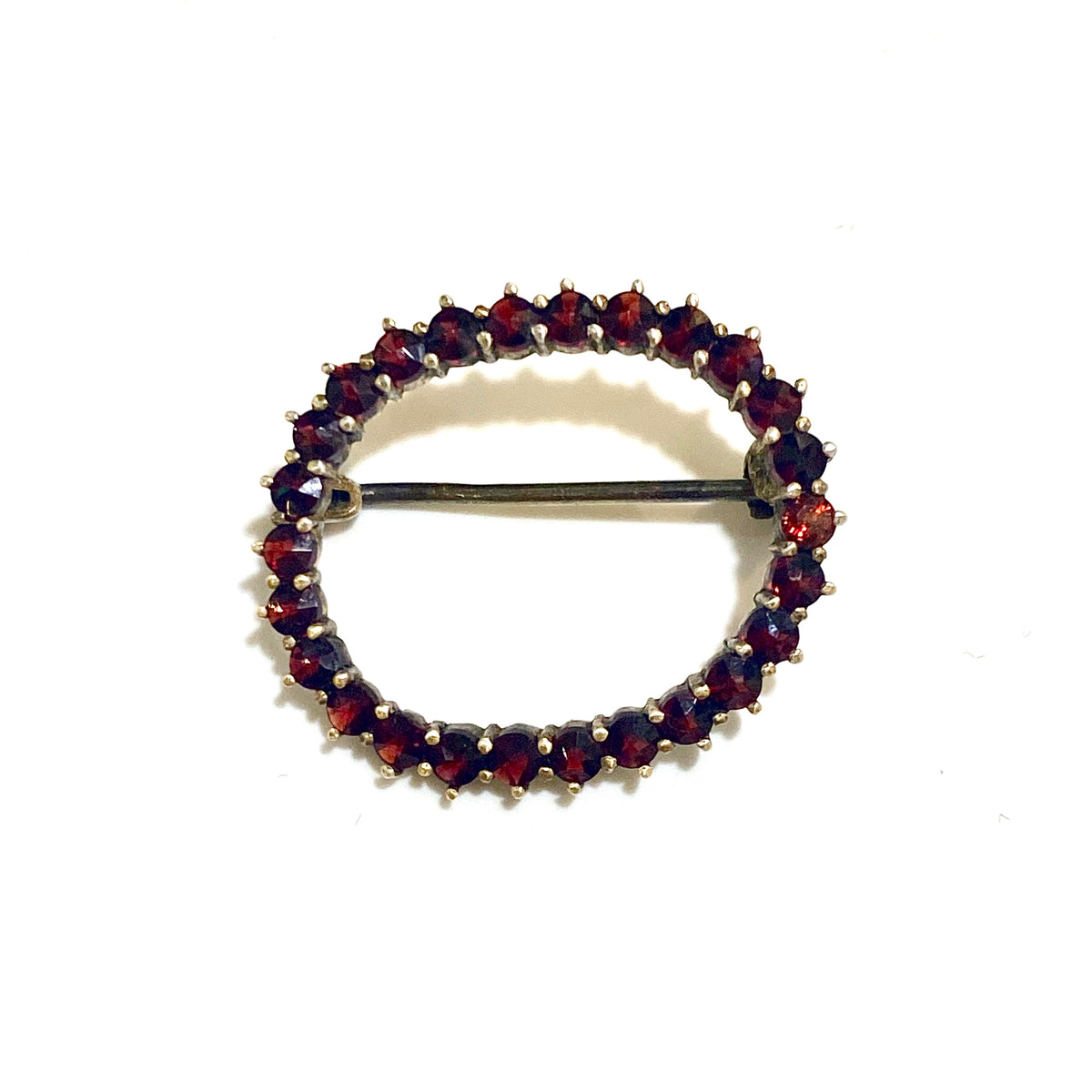 Sterling Silver Gold Plate Garnet Brooch
