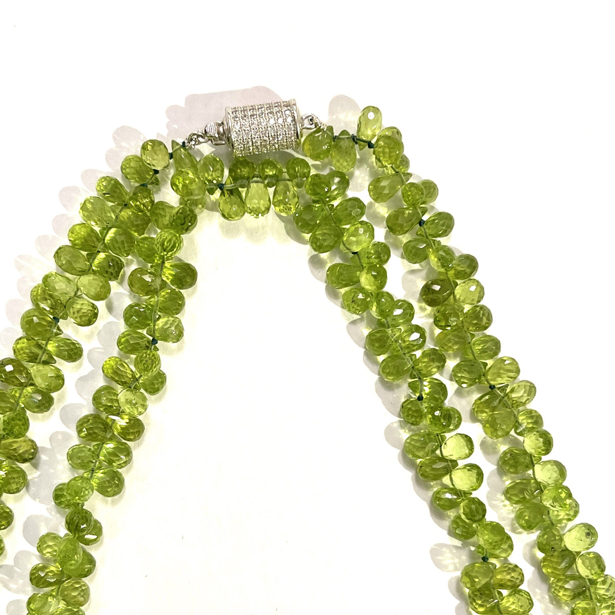 Pear Cut Peridot Necklace with CZ Clasp