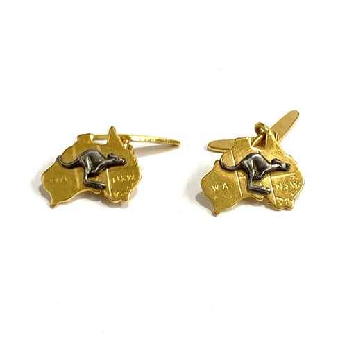 Vintage Yellow Gold Australian Continent Cufflinks