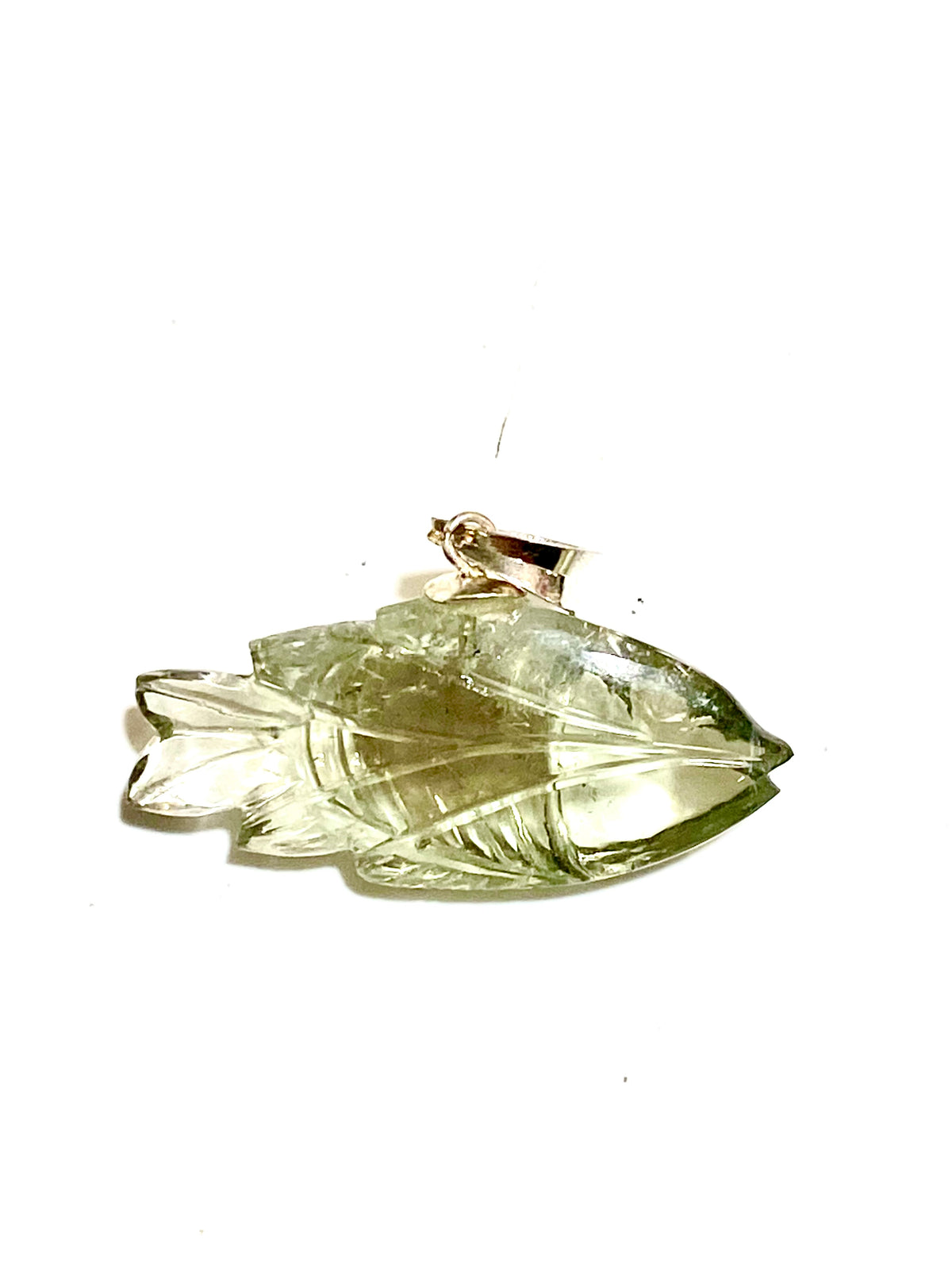 Hand-carved Fluorite fish pendant