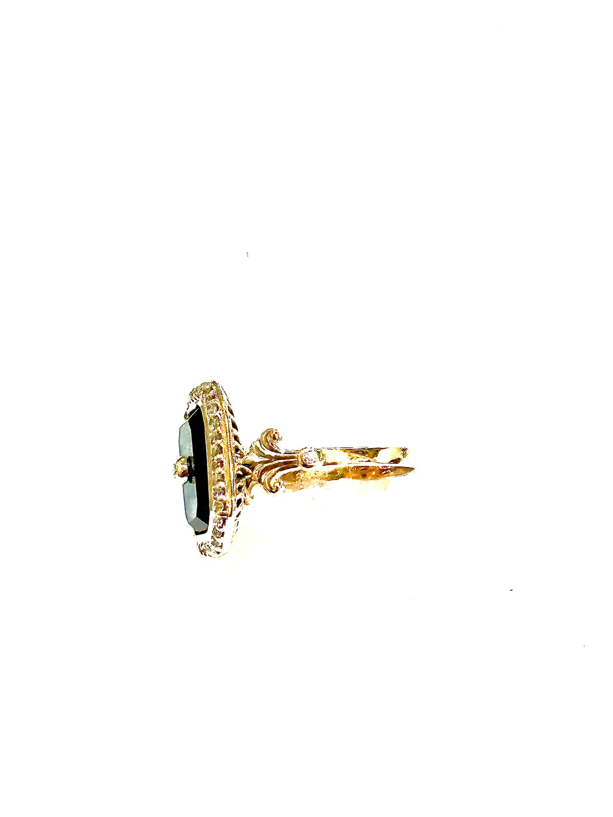9ct Yellow Gold Black Onyx and Diamond Ring