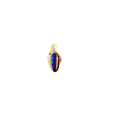 9ct White Gold Solid Black Opal Pendant