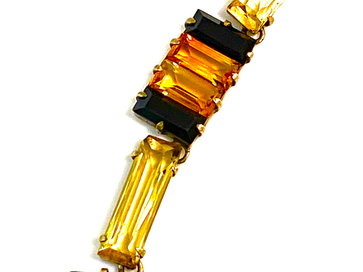 Art Deco Faceted Citrine and Onyx Collar Necklace