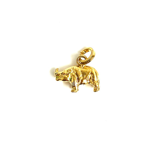 Sterling Silver Gold Plate Rhinoceros Charm