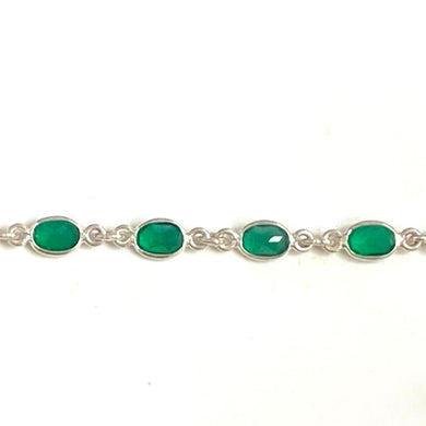Sterling Silver Green Onyx Bracelet