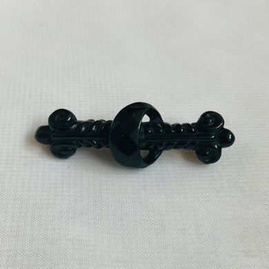 Vintage Whitby Jet Wedding Ring Mourning Bar Brooch
