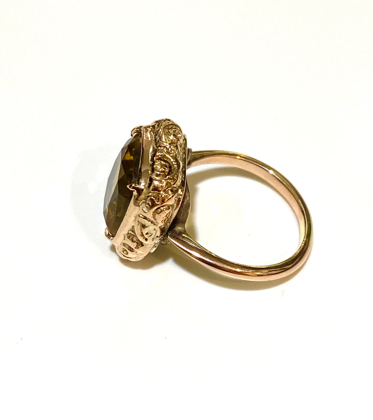Antique Cushion Cut 9ct Citrine Ring
