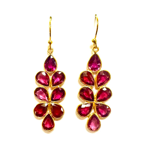 Rhodolite Garnet Hook Drop Earrings