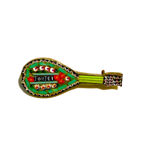 Micro Mosaic Pompeii  Mandolin Brooch