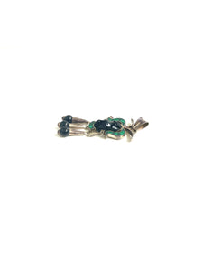 Sterling Silver Whitby Jet and Malachite Pendant