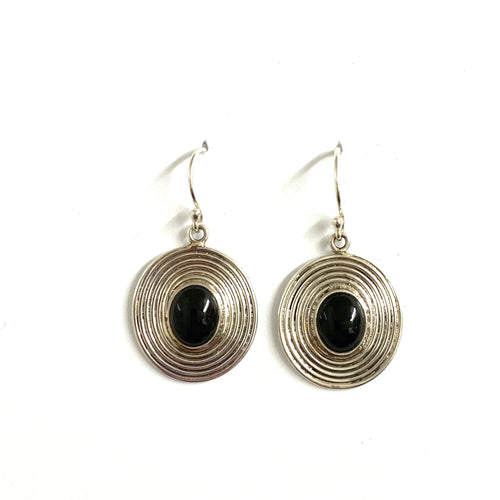 Sterling Silver Black Onyx Drop Earrings