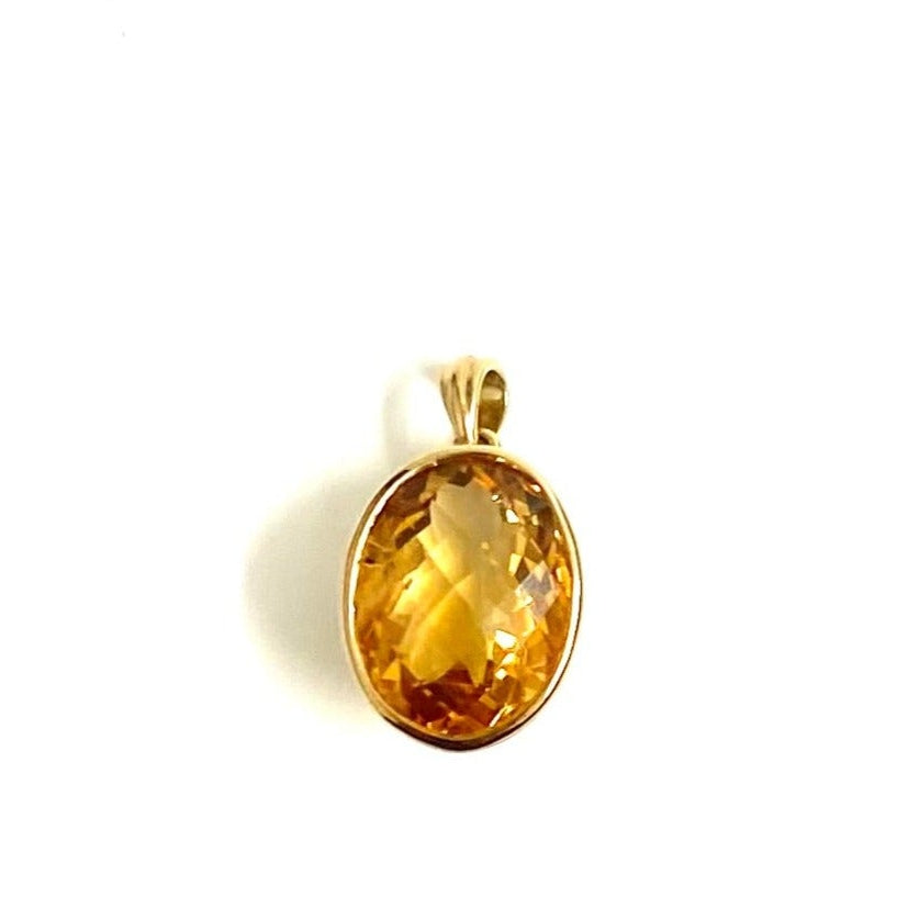9ct Gold Oval Citrine Pendant