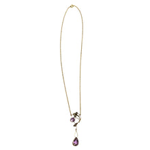 9ct Gold Amethyst and Seed Pearl Necklace