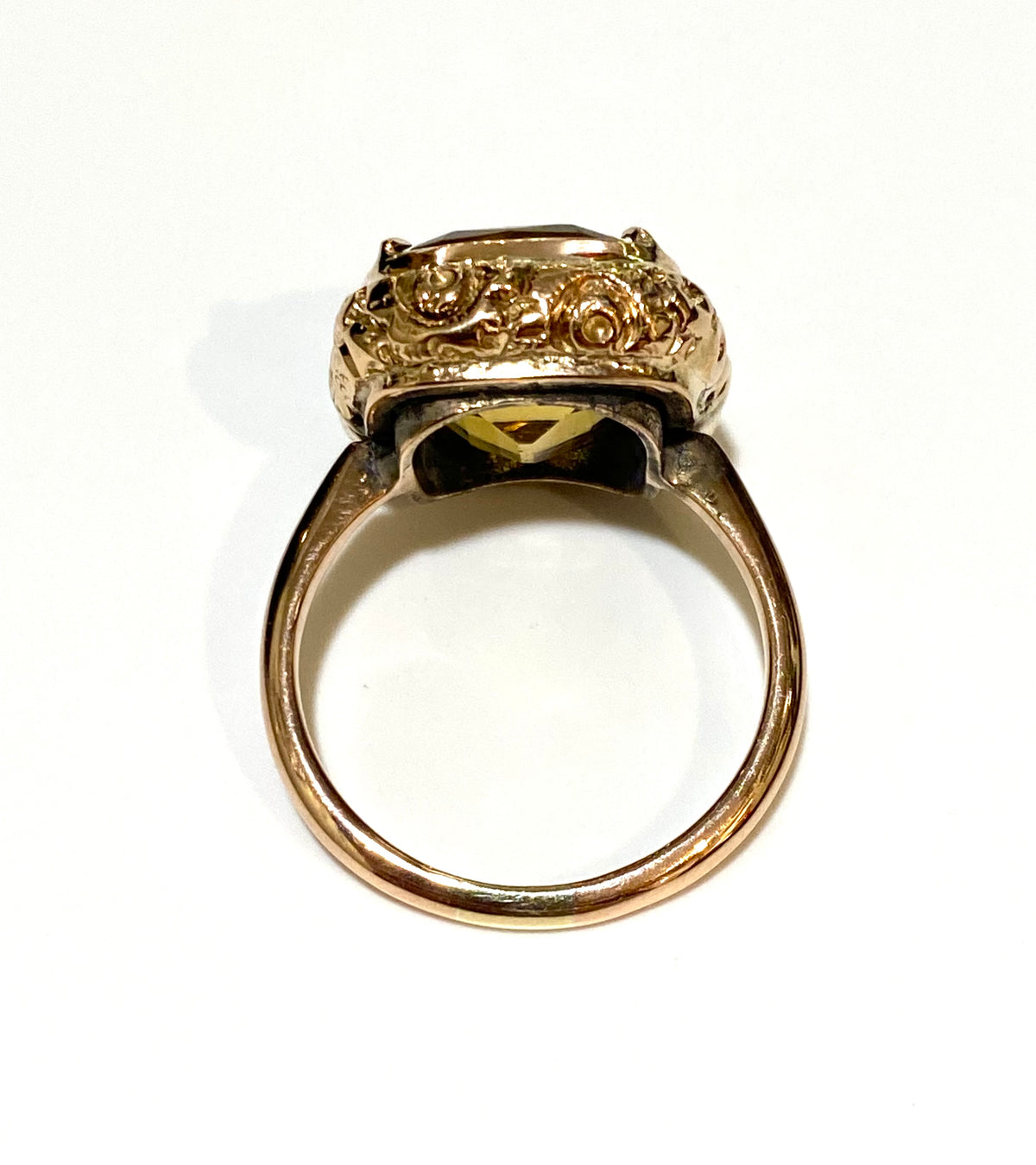Antique Cushion Cut 9ct Citrine Ring