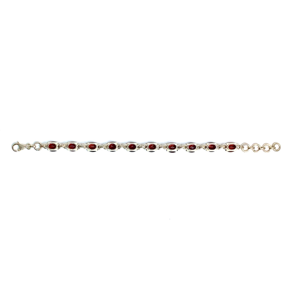 Sterling Silver Oval Cut Garnet Bracelet