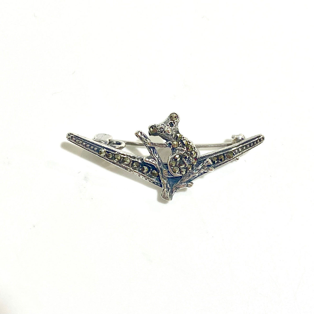 Sterling Silver Marcasite Koala and Boomerang Brooch