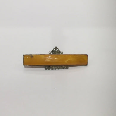 Vintage Sterling Silver Natural Baltic Amber Tie Clip