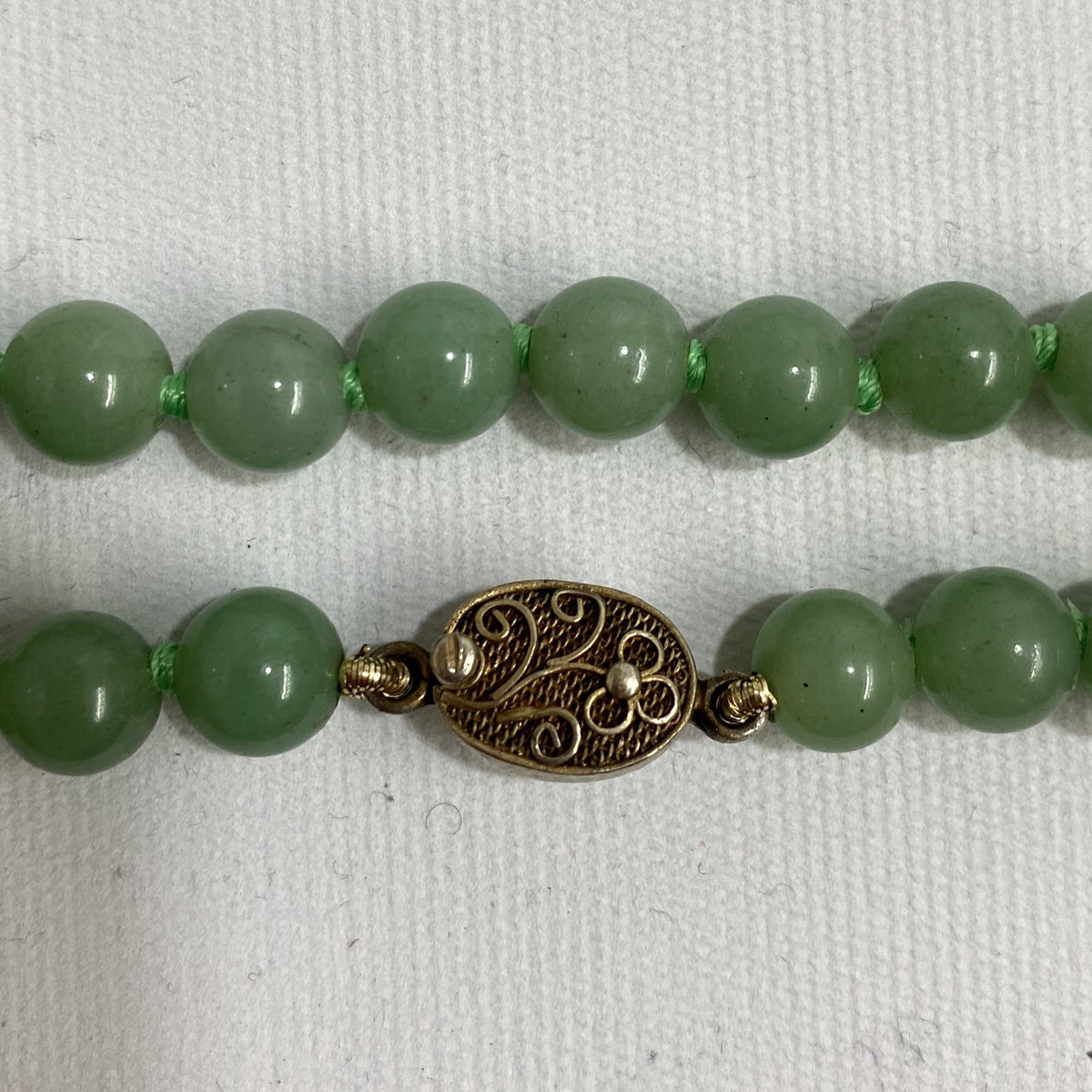 Vintage Sterling Silver Jadeite Export Beaded Necklace