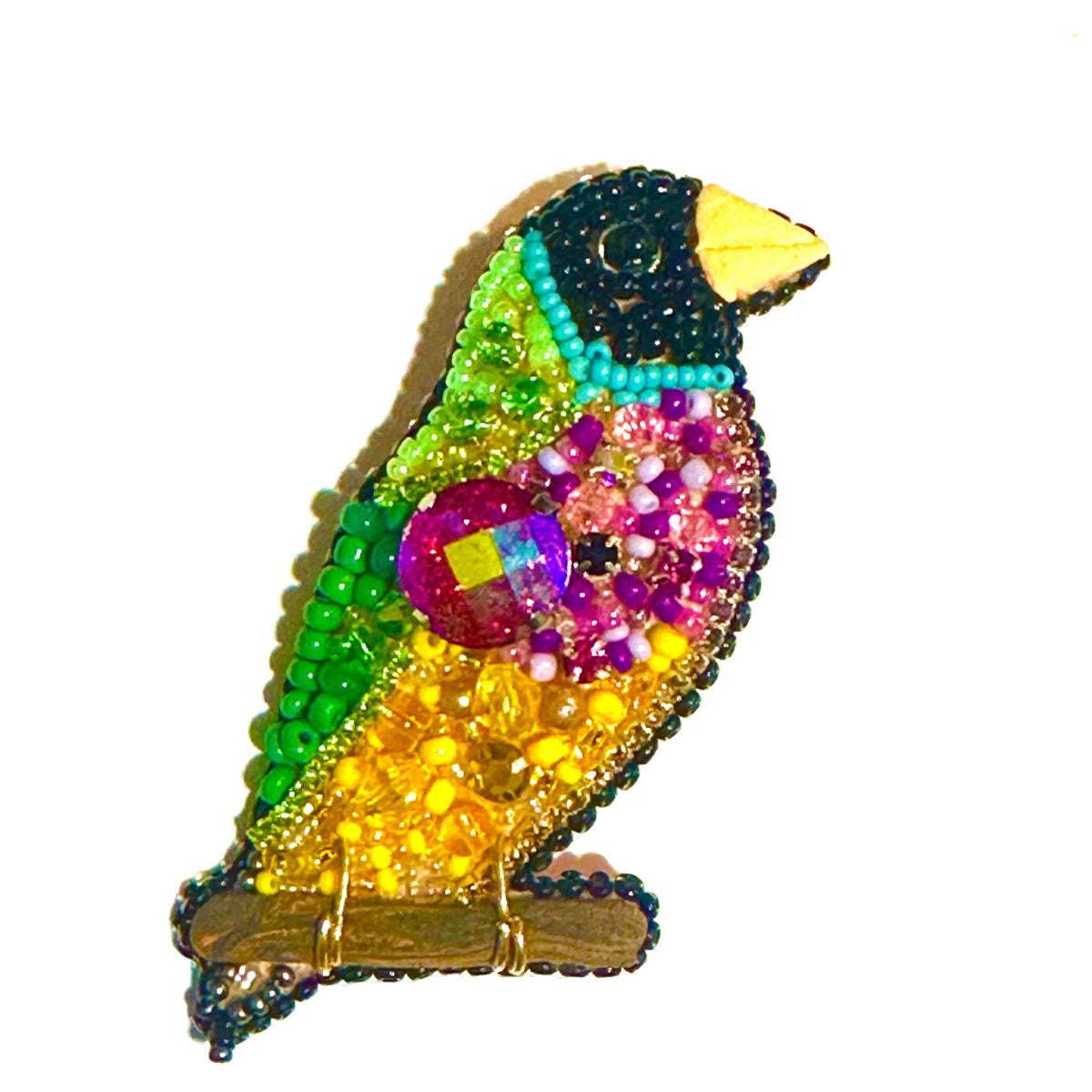 Gouldian Finch Beaded brooch Made in Australia