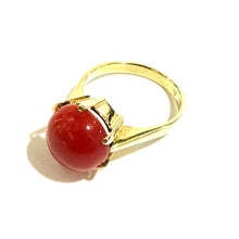 Antique Mediterranean Momo Coral Cabochon Ring