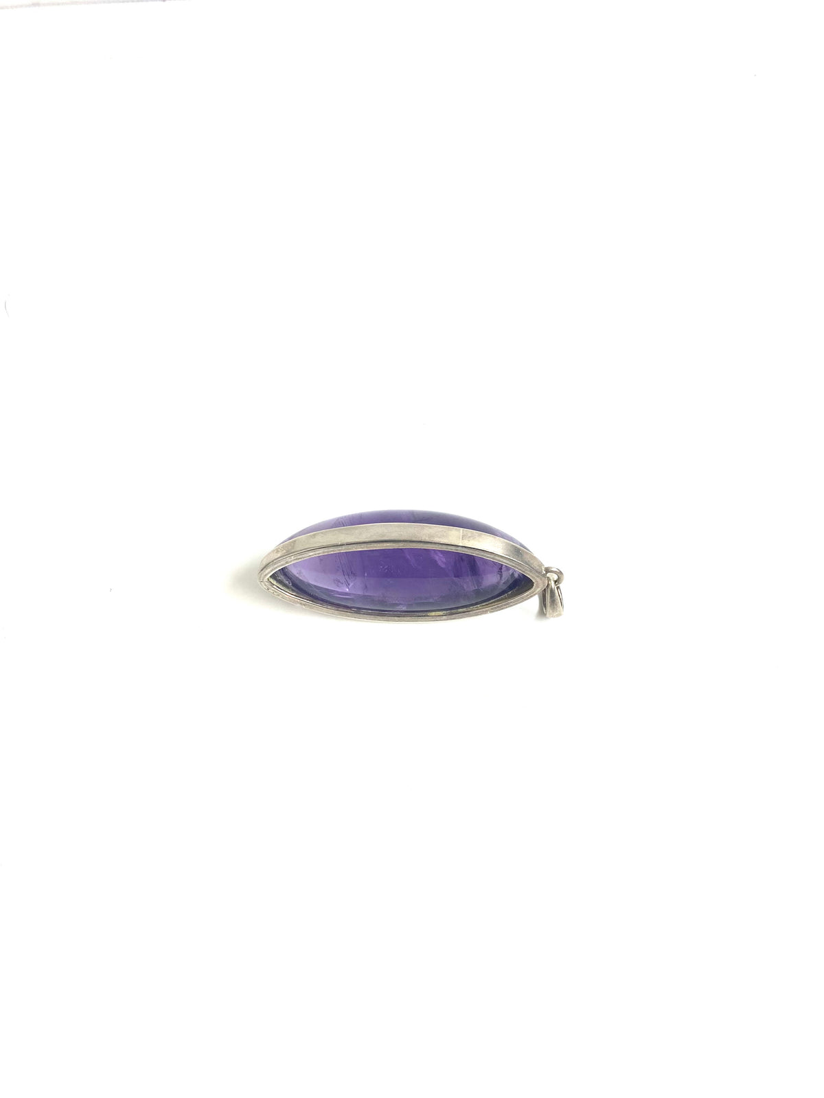 Sterling Silver Amethyst Long Oval Pendant