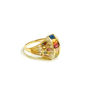 9ct Yellow Gold Multicoloured Sapphire and Diamond Ring
