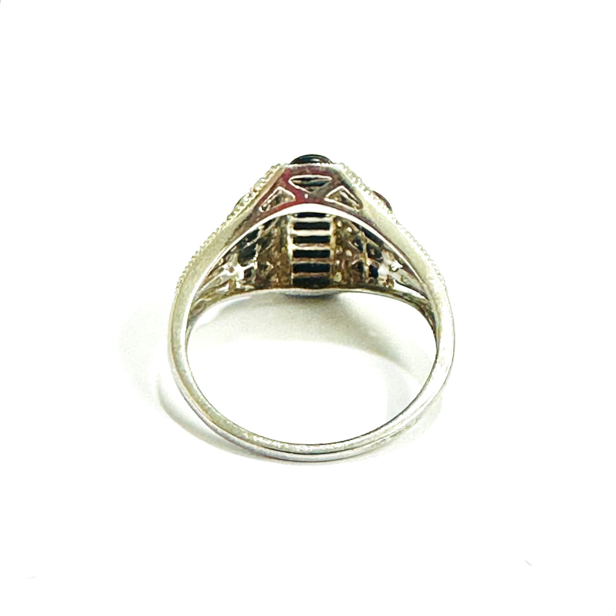 Sterling Silver Black Onyx and Diamond Ring
