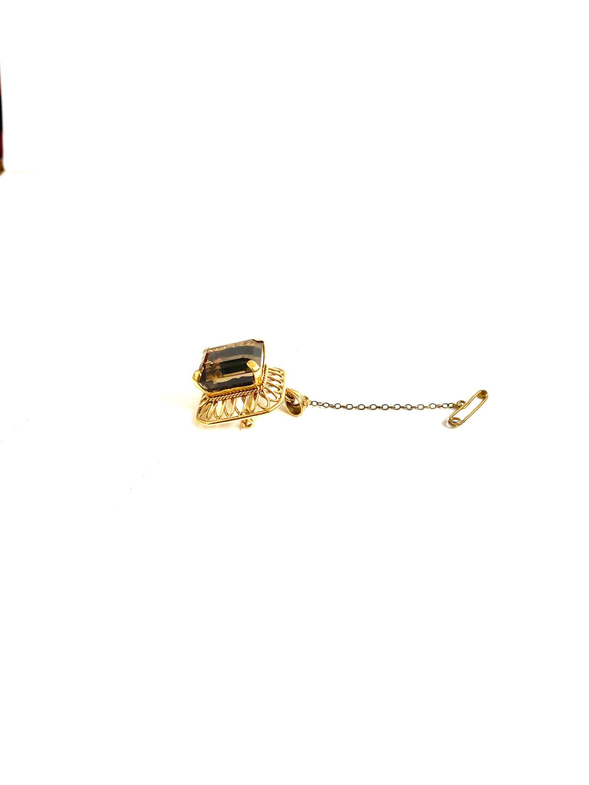 18ct Yellow Gold Smokey Quartz Brooch